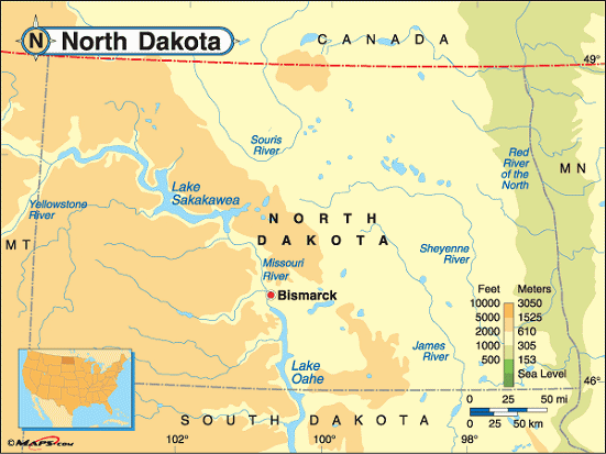 North Dakota Map USA