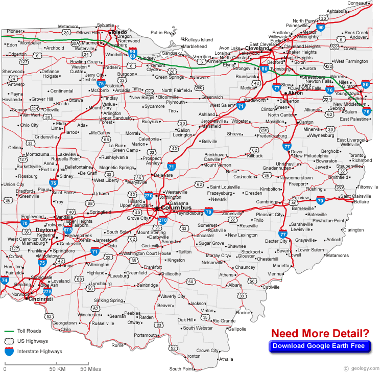 map of ohio cities