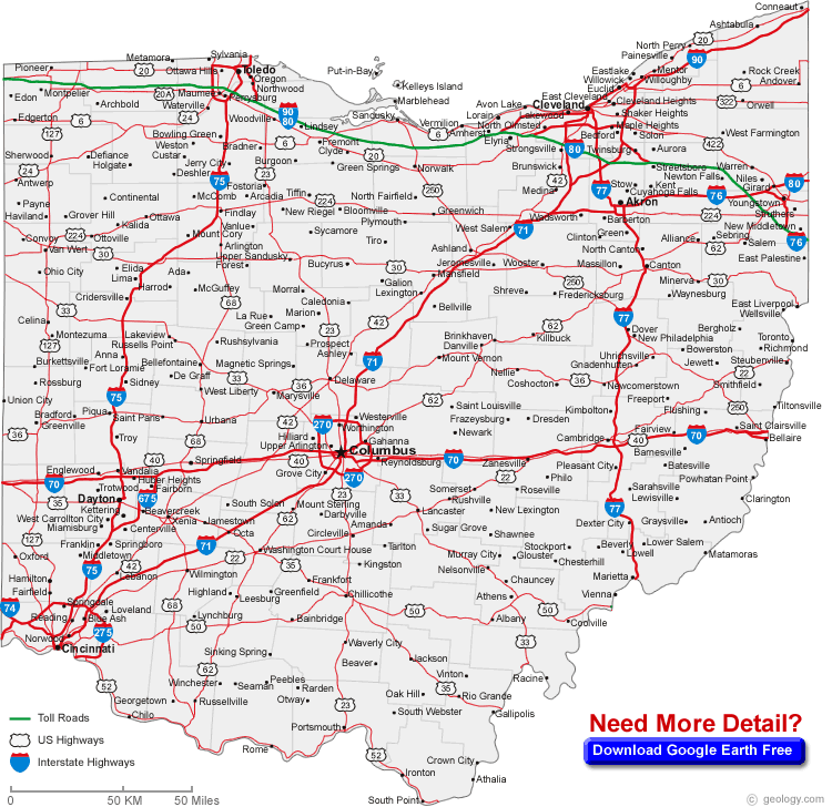 Map of Ohio Cities