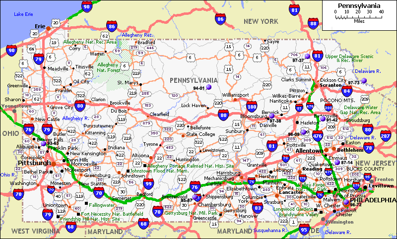 road map of pennsylvania Pennsylvania Road Map