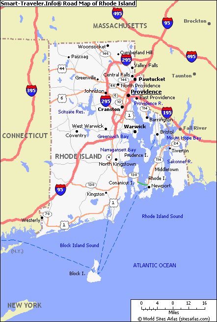 Map of Rhode Island USA