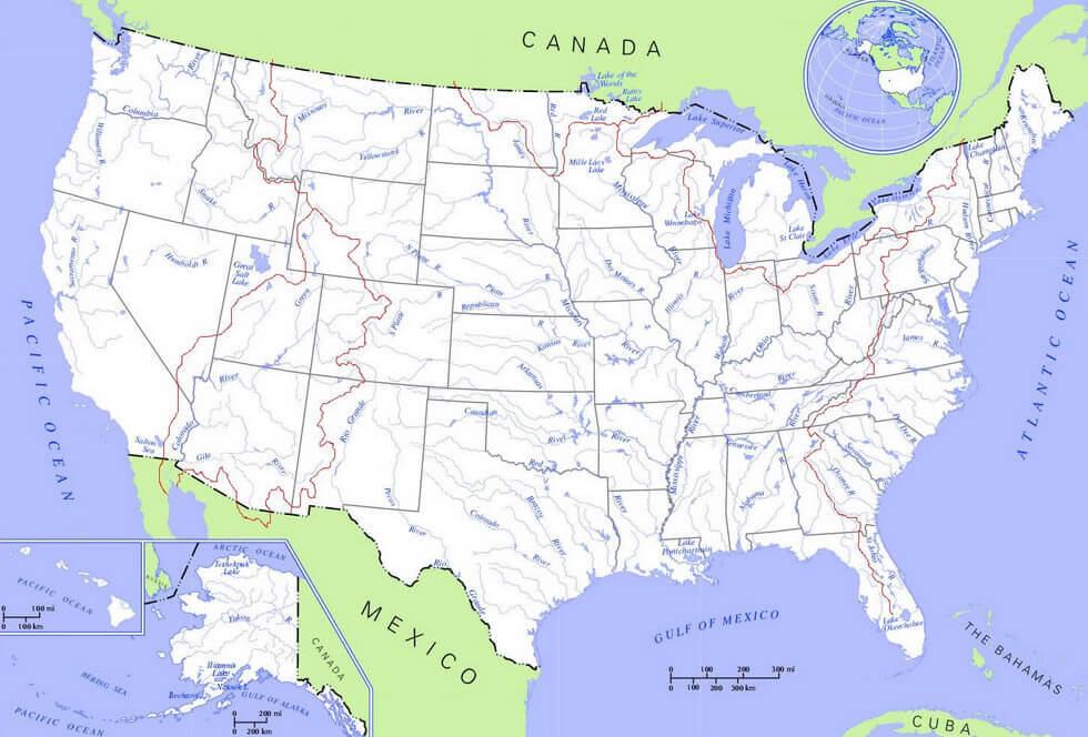 Rivers Map of the United States
