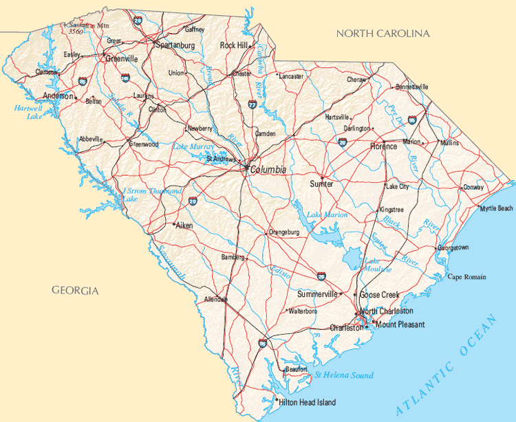 south carolina reference map