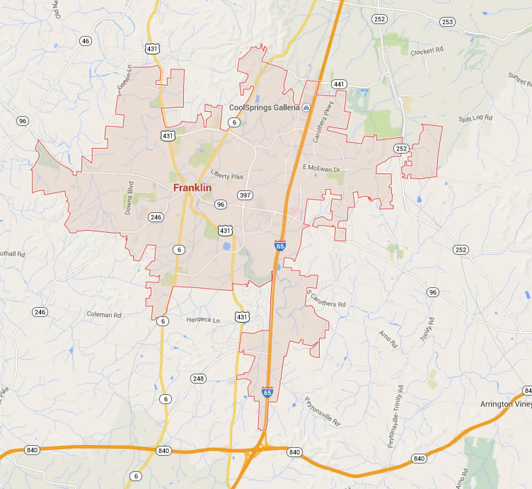 franklin tennessee map usa