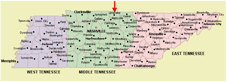Tennessee Regions Map