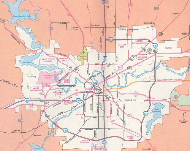fort worth map texas 1969