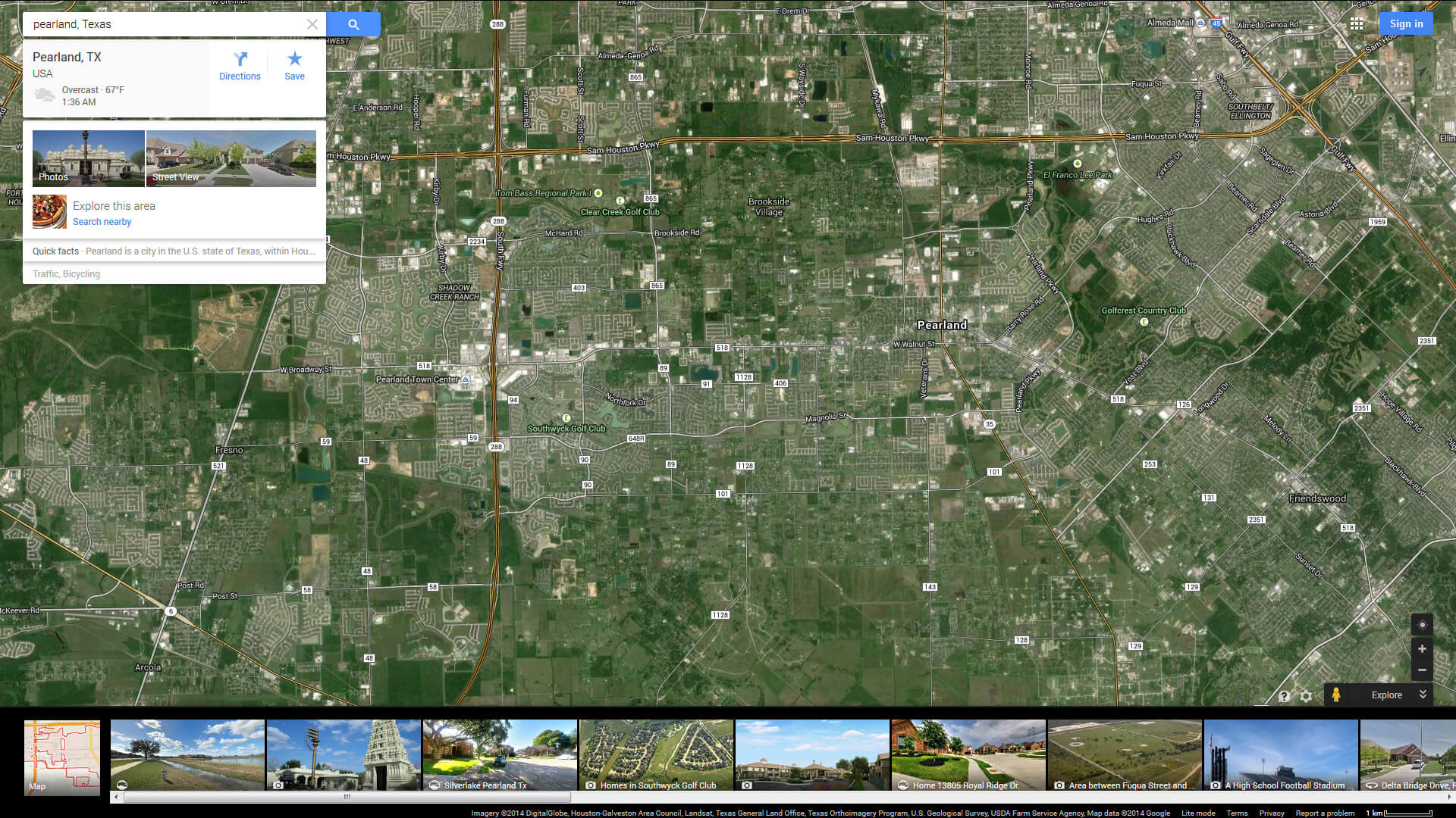 pearland map texas us satellite