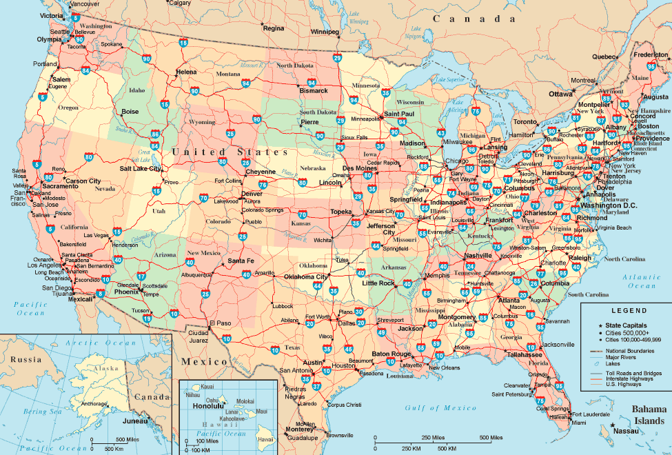 united states highway map