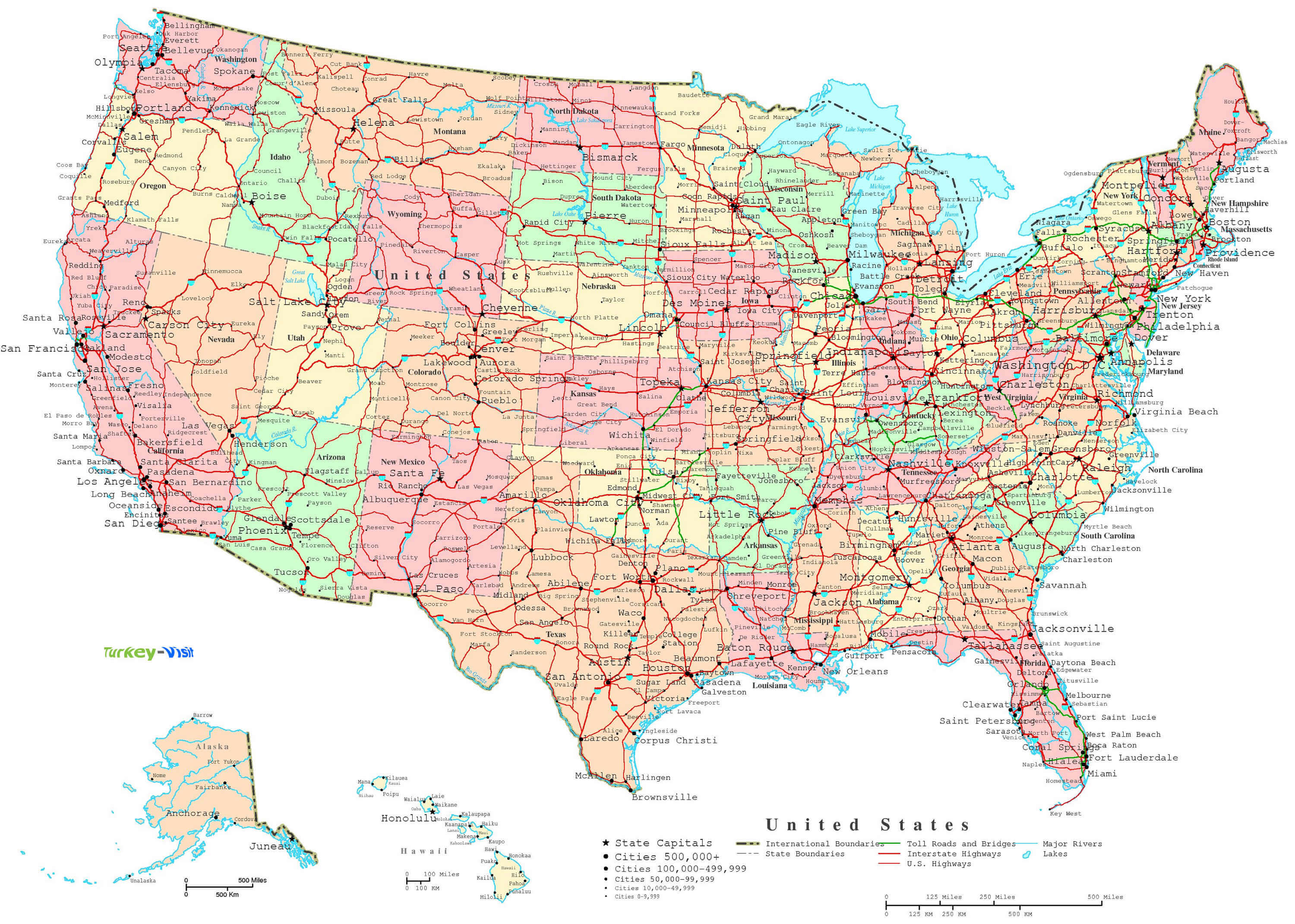 united states cities map b