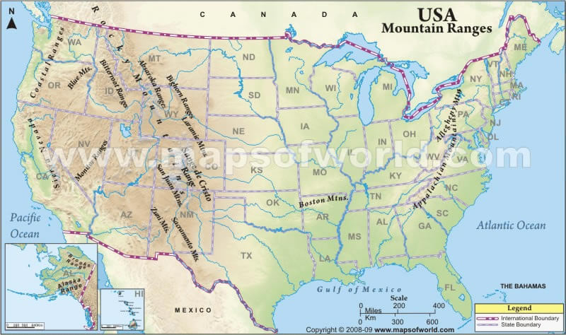 United States Mountain Map