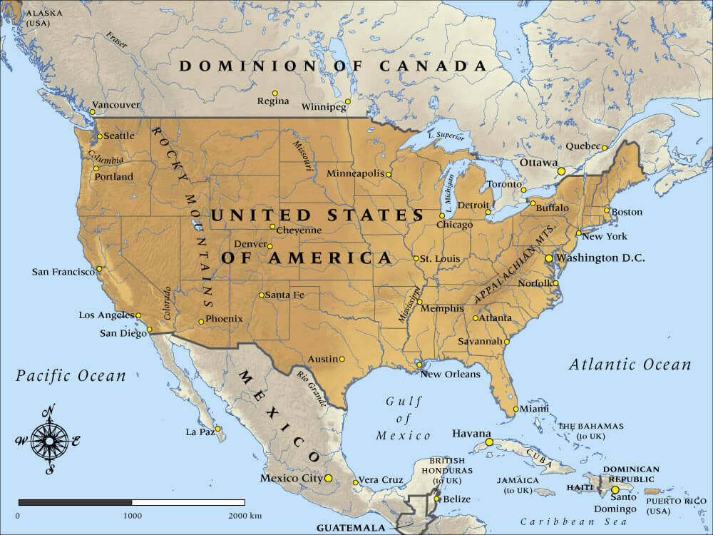 USA Canada Mexico Map