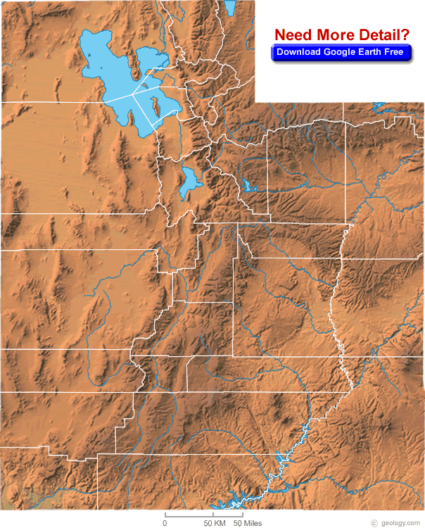 Physical Map of Utah