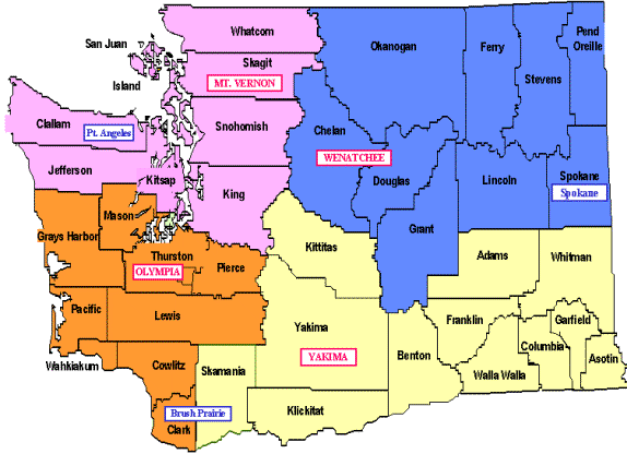 Counties Map of Washington