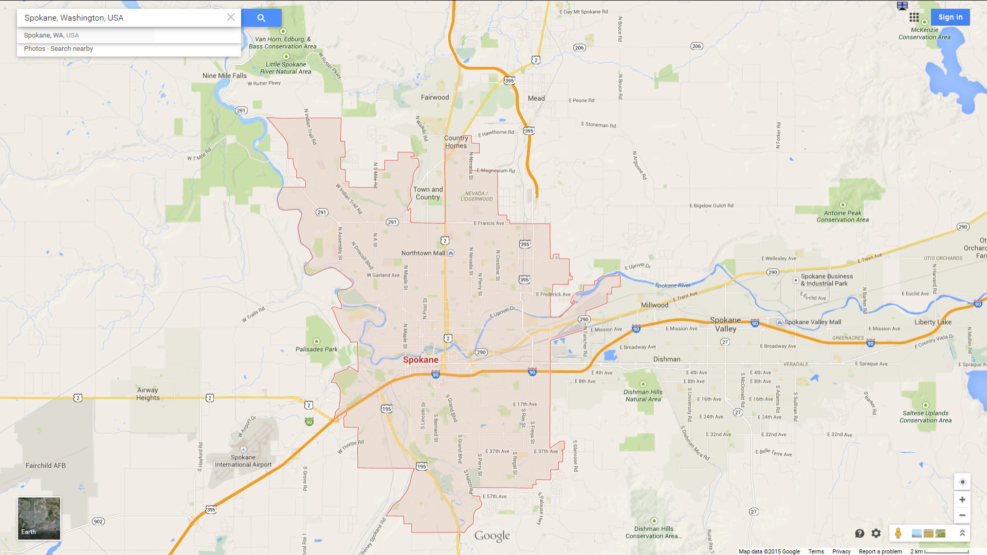 spokane map washington us