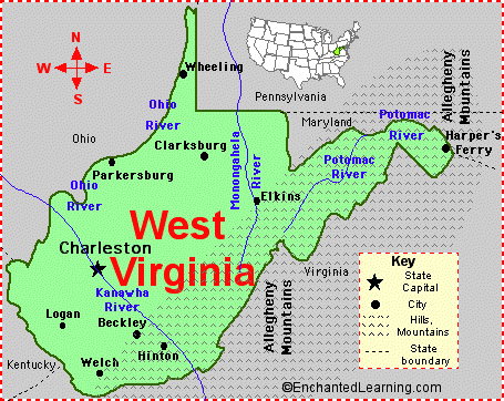 west virginia cities map