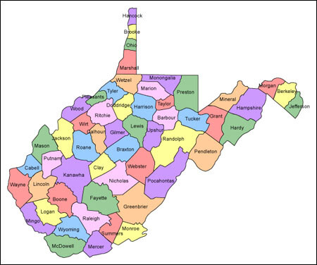 west virginia counties map