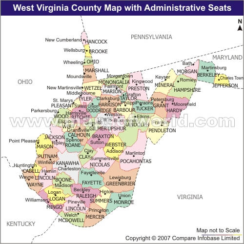 West Virginia County Seat Map