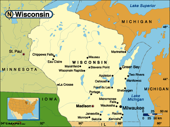 State Map of Wisconsin