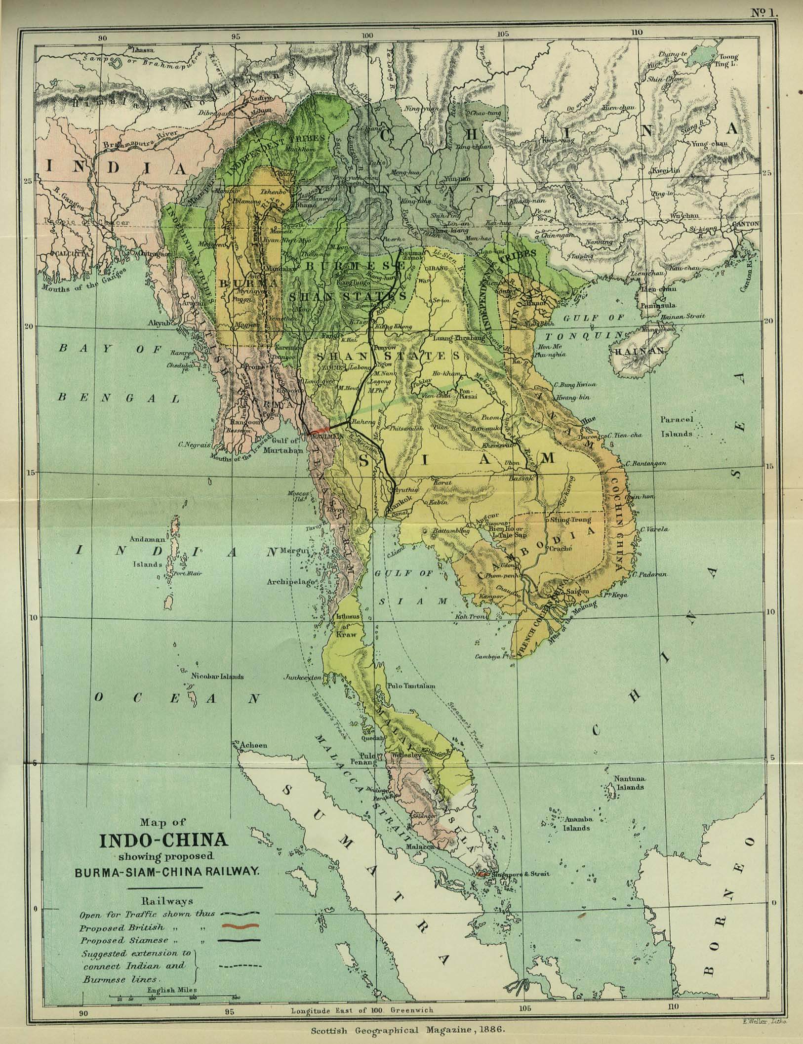 vietnam map indo china 1886