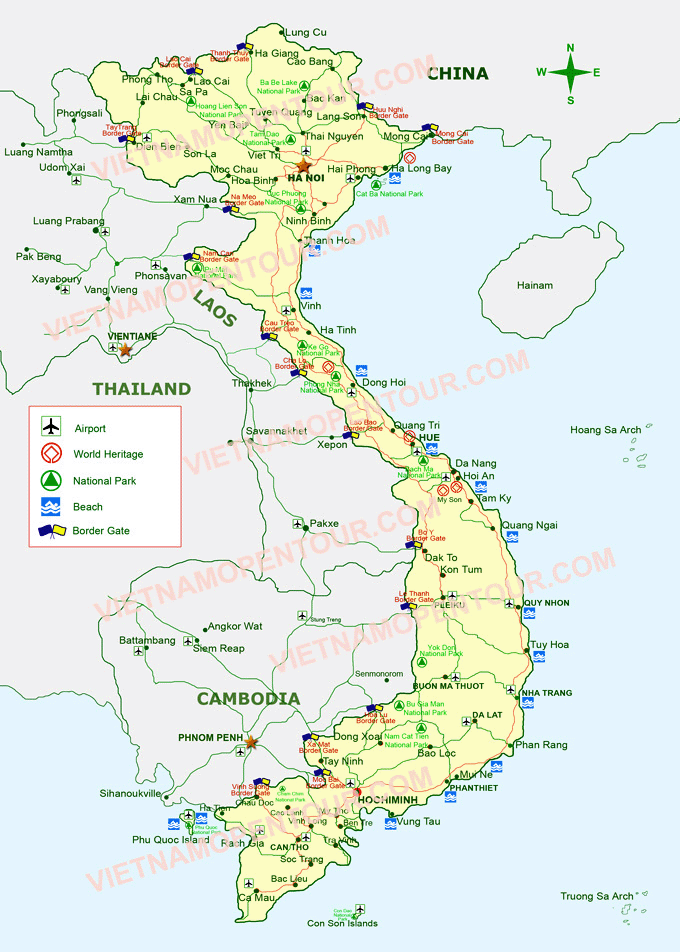 vietnam map thailand laos
