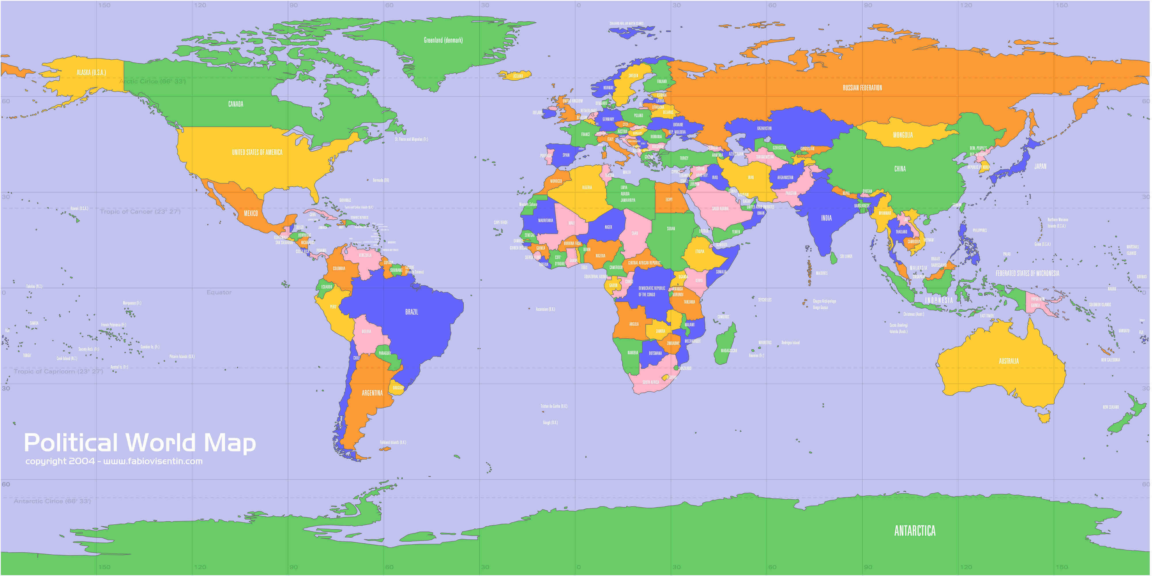 Large free high resolution World political map
