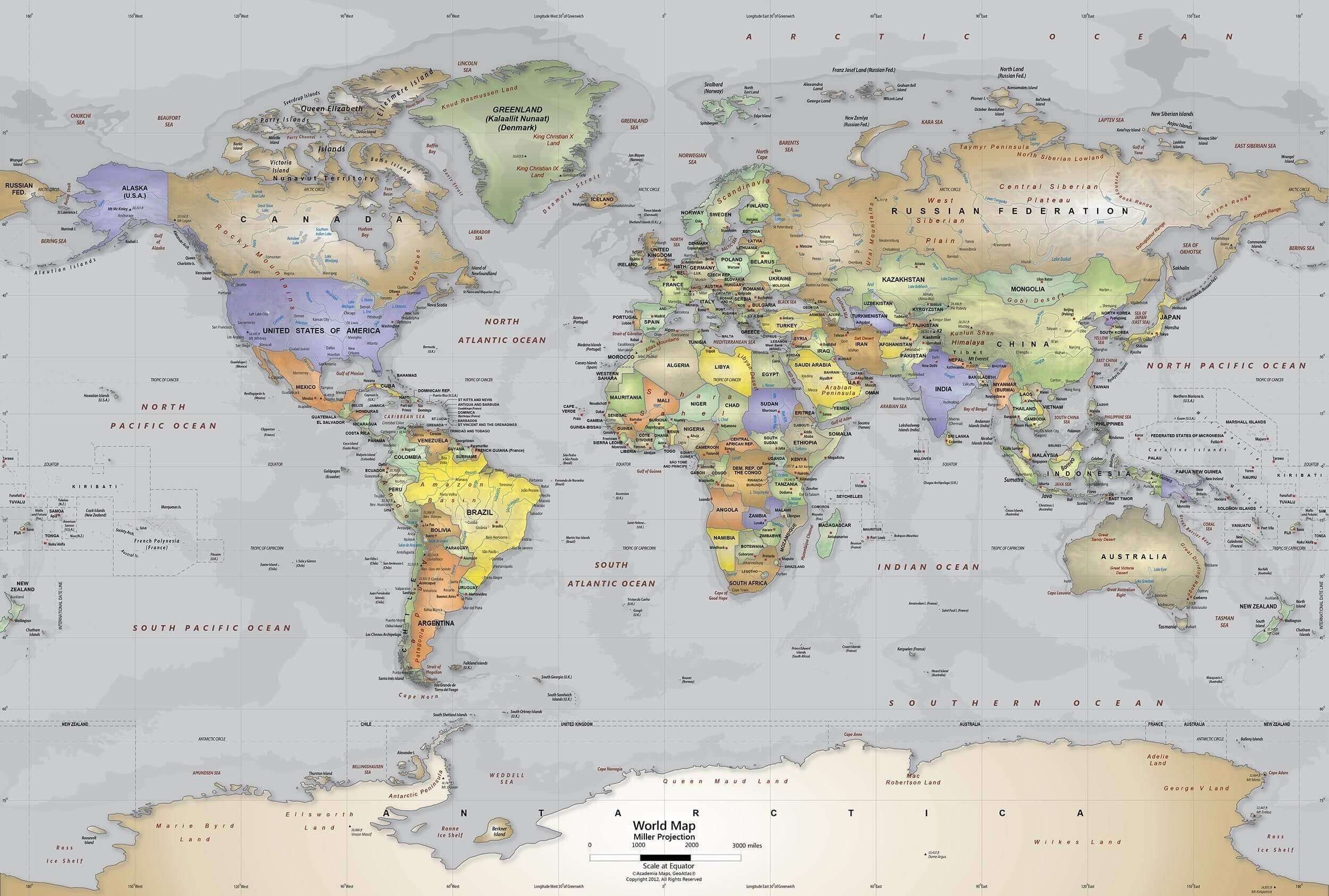 Large World map wallpaper