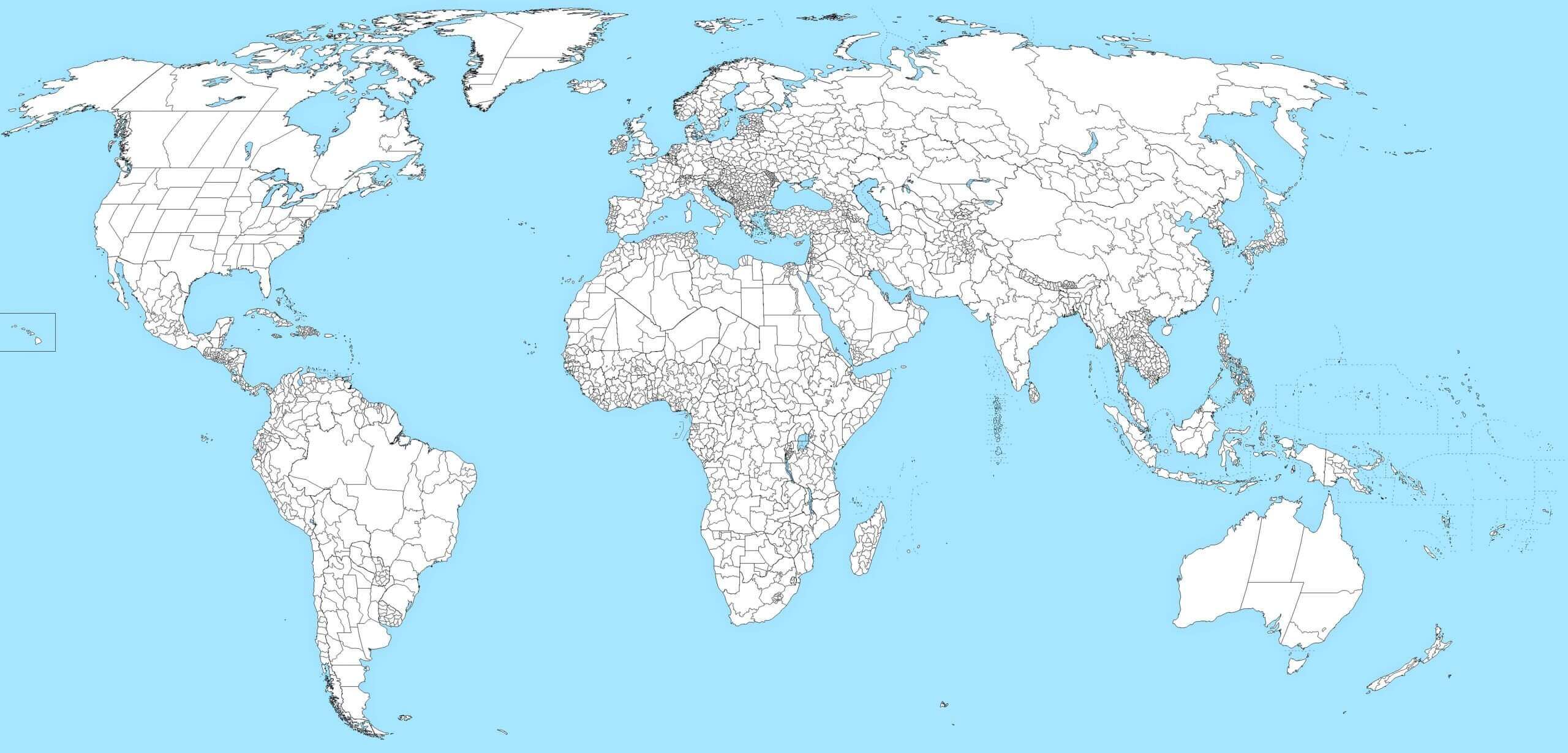Large World outline blank map