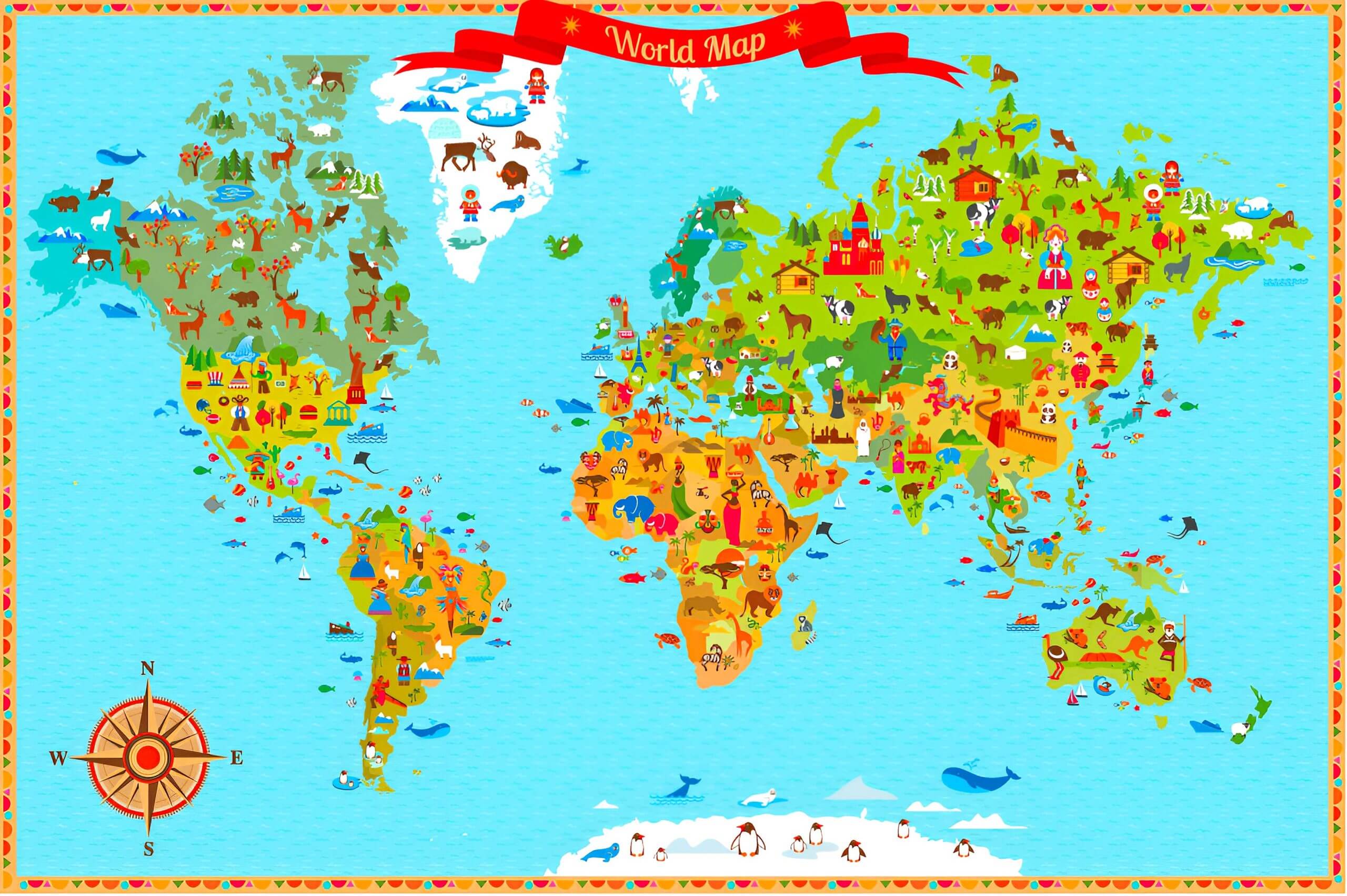 Large World travel tourist map