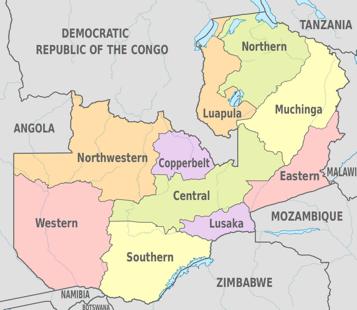 zambia administrative divisions map