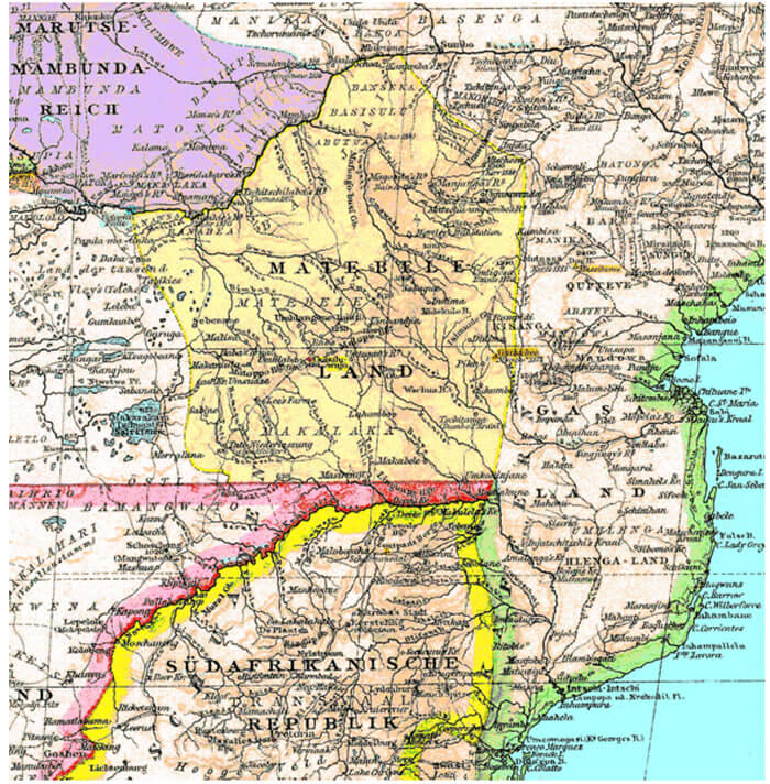 zambia matabeleland 19th century map