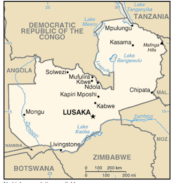 zambia za map