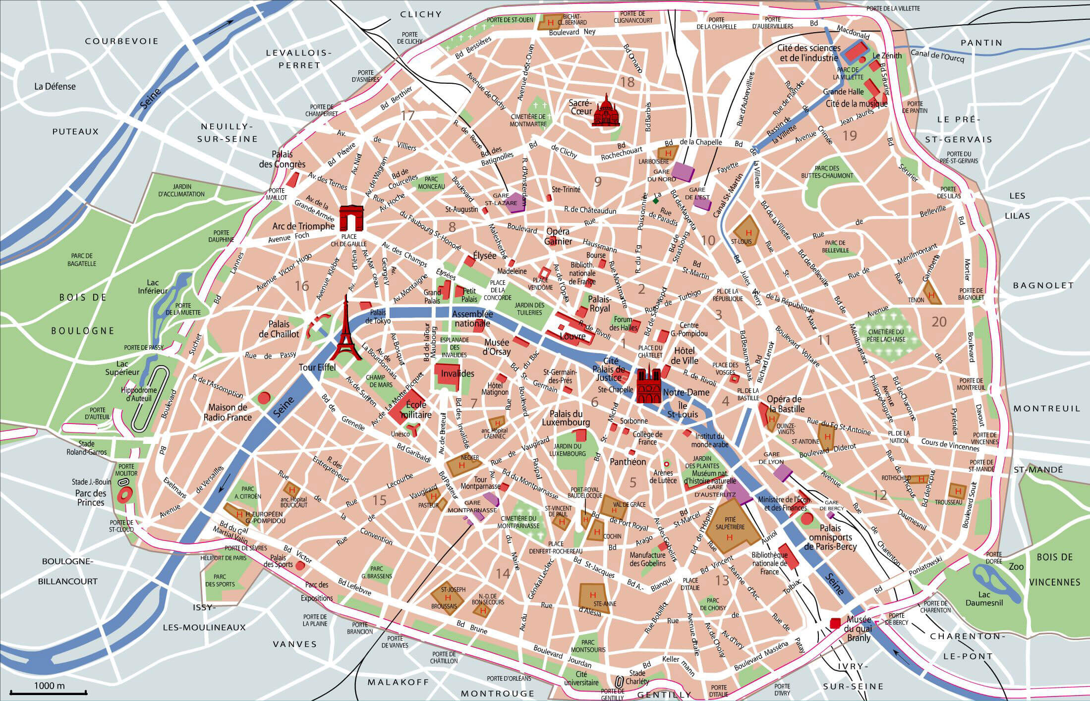 paris attractions map